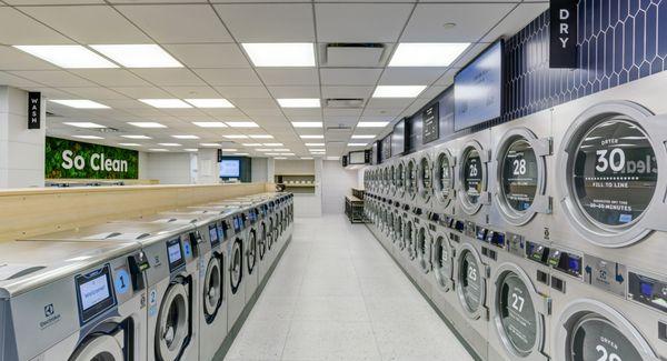 Plenty of washers and dryers for laundry day at the best laundromat in Flatbush!