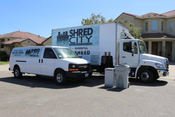 Mobile shredder and cargo van.