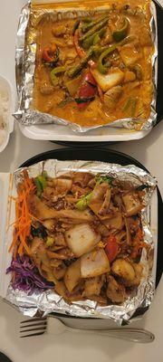 Take-out: Drunken Noodles (bottom) & Pad Pet (top)