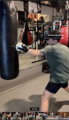 Working the heavy bag!