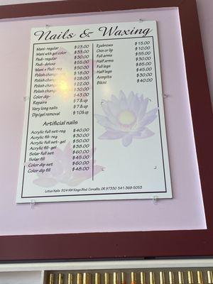 Price list