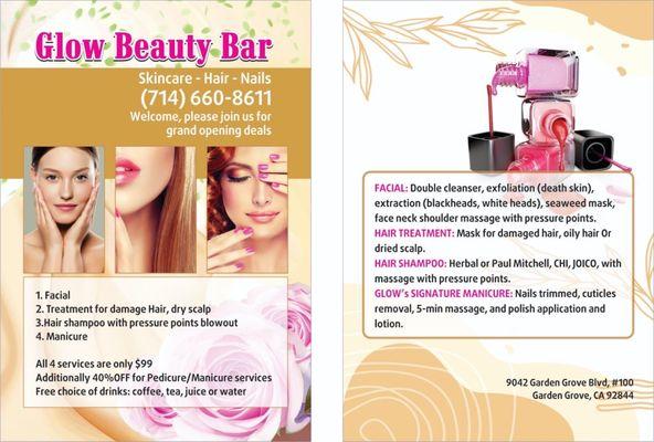 Facial, Deep hair shampoo, dry scalp treatment massage, Manicure. All 4 services in 1 appointment only $99 deal