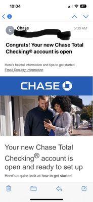 Proof I switch to Chase.