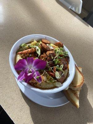 Loaded Seafood Grits and Toast!