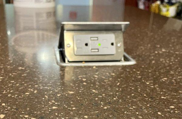 USB charger in the bar height tables