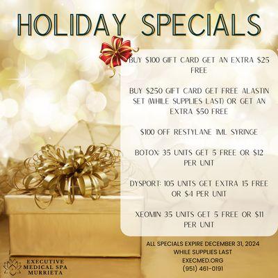 Holiday 2024 Botox Restylane and Gift Card Specials