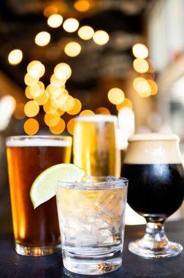 Craft beers - more than 50 to choose from!   Craft whiskey, great cocktails and a full wine list.  A high end, artisan food to match!