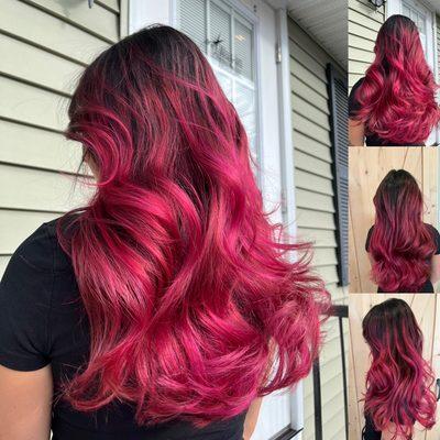 Violet, pink, balayage