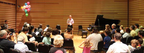 Student recitals for children and adults are held twice a year in January and June.