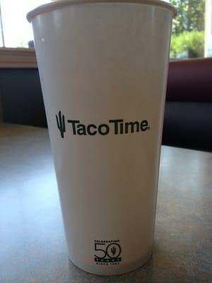 "Celebrating 50 years since 1962" Taco Time cup.