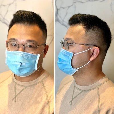 First time fading and cutting this great guys hair . Thanks for coming in today Yifei  #mensfade#mensbuzzcuts#clipperovercomb