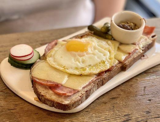 Croque Monsieur with sunny-side up, aka Croque Madame