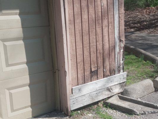 Instead of maintaining siding with sealer it becomes rotten and hidden with boards.