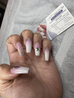 Pink and white nails