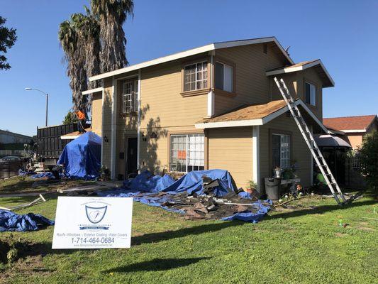 Day 1 roof replacement in the city of Lynwood CA. #roofreplacement.