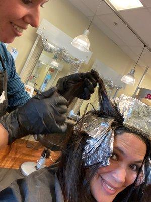 Me getting my highlights