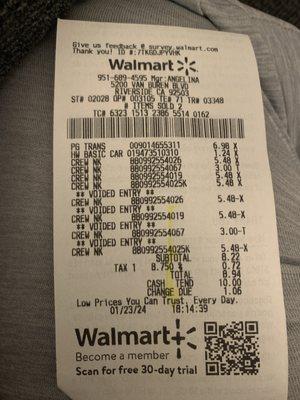 My receipt, Walmart manager look at this receipt