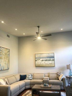 living room fan + recessed lights