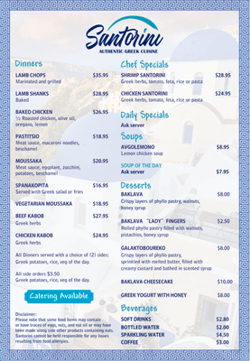 Santorini Menu 2