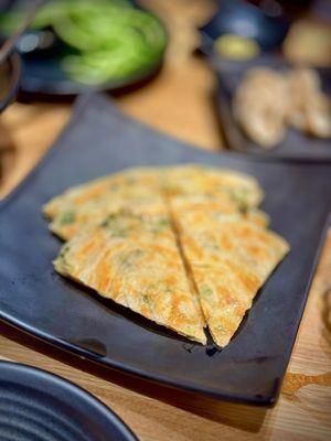 Pan Fried green onion pancake.