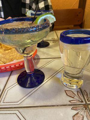 House margarita and fresh water