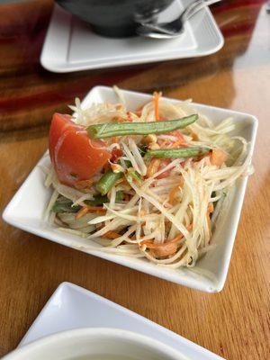 Free papaya salad with the house special was very good.