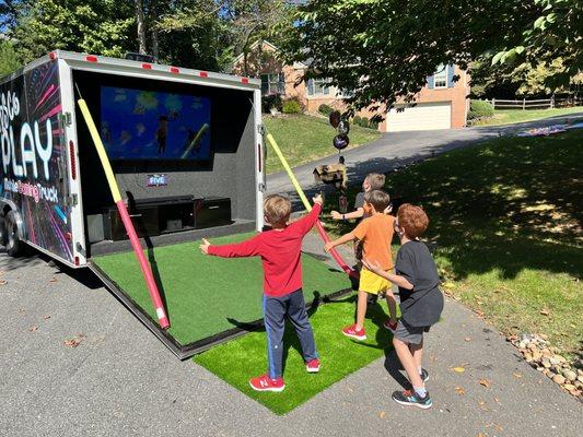 Kids enjoying Just Dance outdoors!