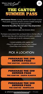 All Concerts All Summer Long $99. The 2022 SUMMER PASS.  Limited Time Offer @ The Canyon Club in Montclair