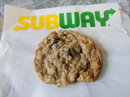 Free cookie on Fridays. This is oatmeal raisin.