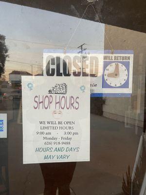 Shop Hours