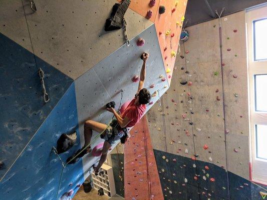 The lead wall features sport routes up to 5.13