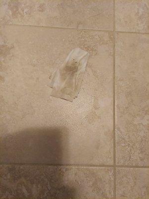 Bathroom floor after "cleaning"