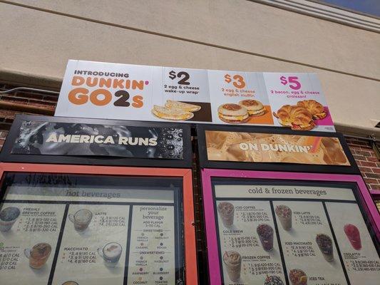 New Dunkin' Go2s menu.