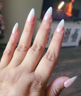 White ombre comb acrylics by Jessica