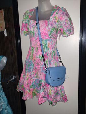 Lilly Pulitzer Dress with a blue Michael Michael Kors Crossbody!