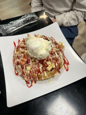 Strawberry & banana Belgian waffle