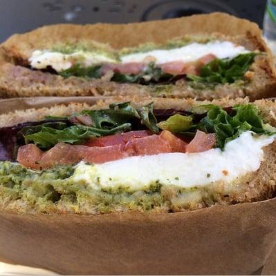 Basil Mozzarella on sliced wheat