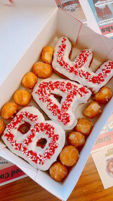 Bae, custom letter donut, valentine theme donut