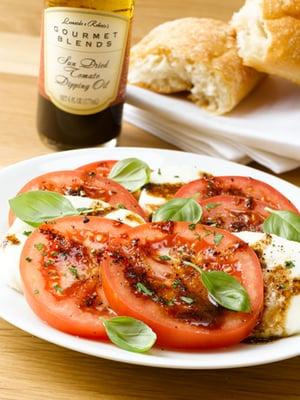 Caprese Salad with Sun Dried Tomato Dipping Oil