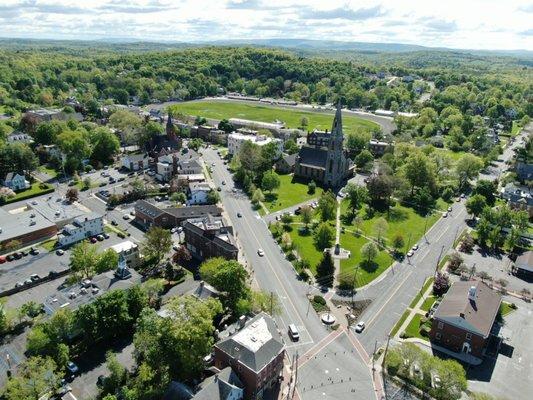 Drone View of Village Square Goshen NY