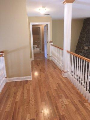 Gleaming floors after staining and neutral walls after painting.