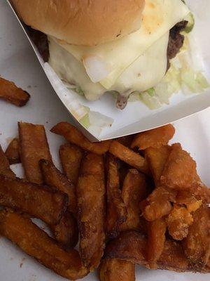 Impossible burger & sweet potato fries