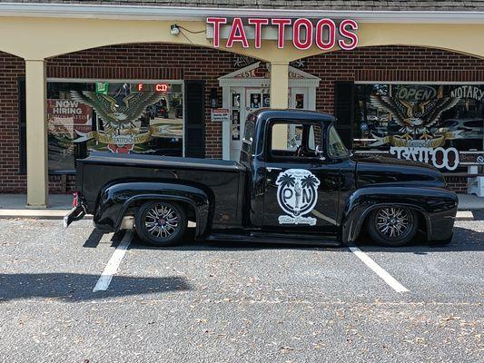 This 1956  Ford F100 is a full restoration built by our owners Willie and Kimmy.