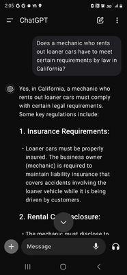 Larry says the law doesn't apply to him because he's renting out "loaner" cars. Wrong, Larry