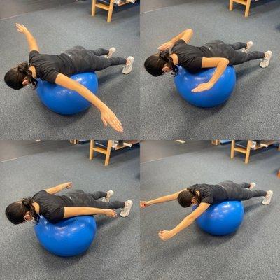 Swiss Ball T,W,A,Y's are great exercises to help strengthen the shoulder and shoulder blade when having that annoying shoulder pain!