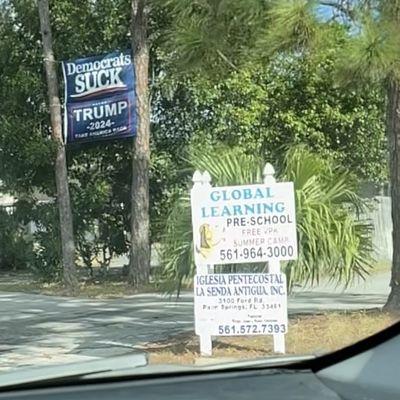 What are they teaching at Global Learning Preschool? Hate? Ignorance? Intolerance? These signs are at the entrance of their driveway.