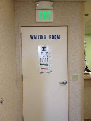 Door to waiting room. And eye chart.