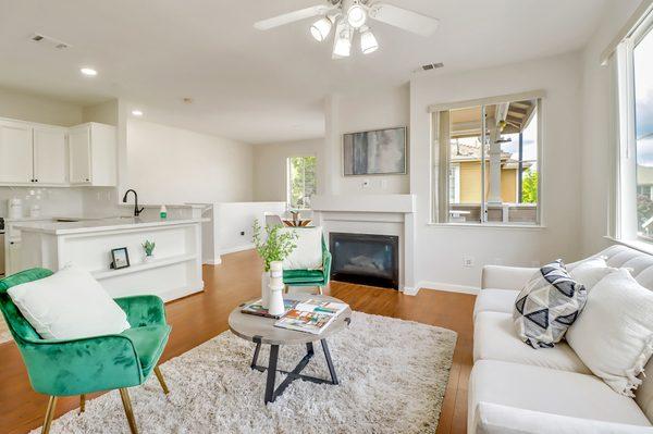 Newly-painted living room with modern built-in fireplace, Mike Ramos, Realtor, Cambrian - San Jose - Silicon Valley, Top Real Estate