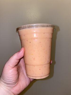 Strawberry Peach Vanilla Yogurt Apple Juice Smoothie -- Very Delicious!