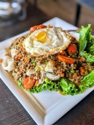 Curry minced beef noodle! So good especially with the fried egg!